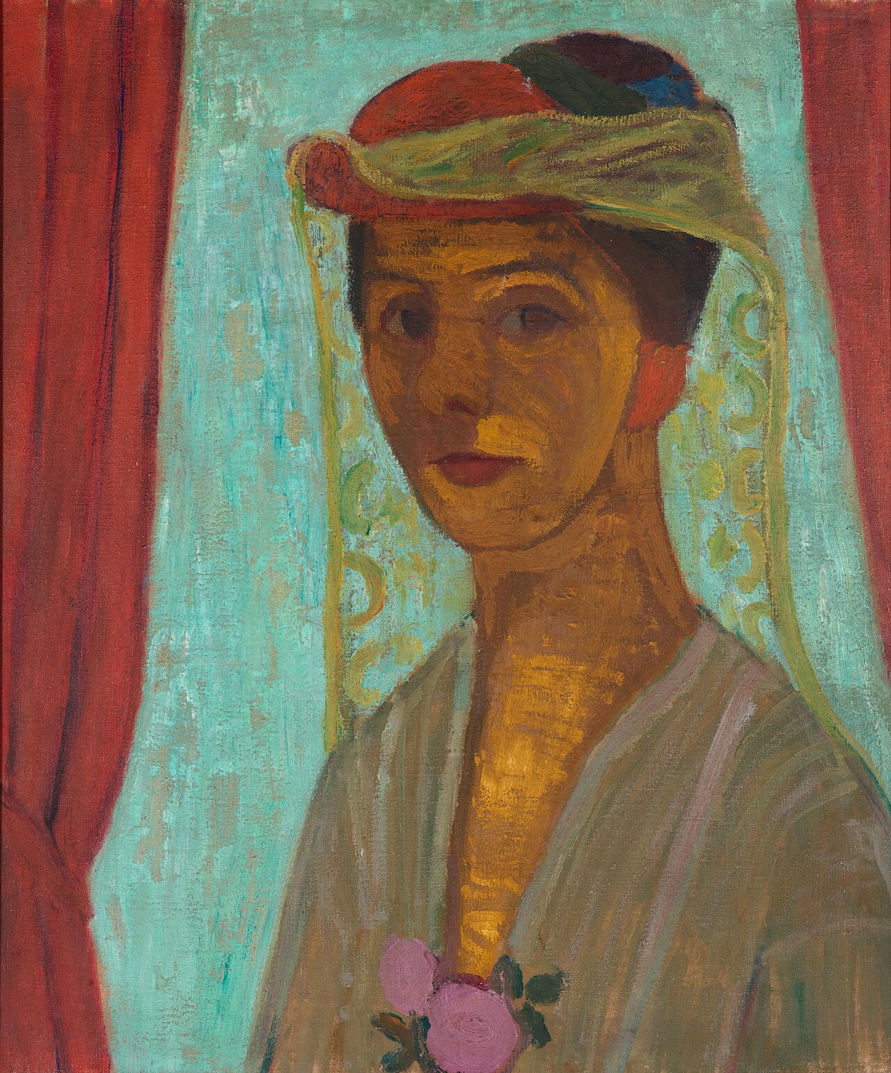 Self-portrait with hat and veil by Paula Modersohn-Becker
