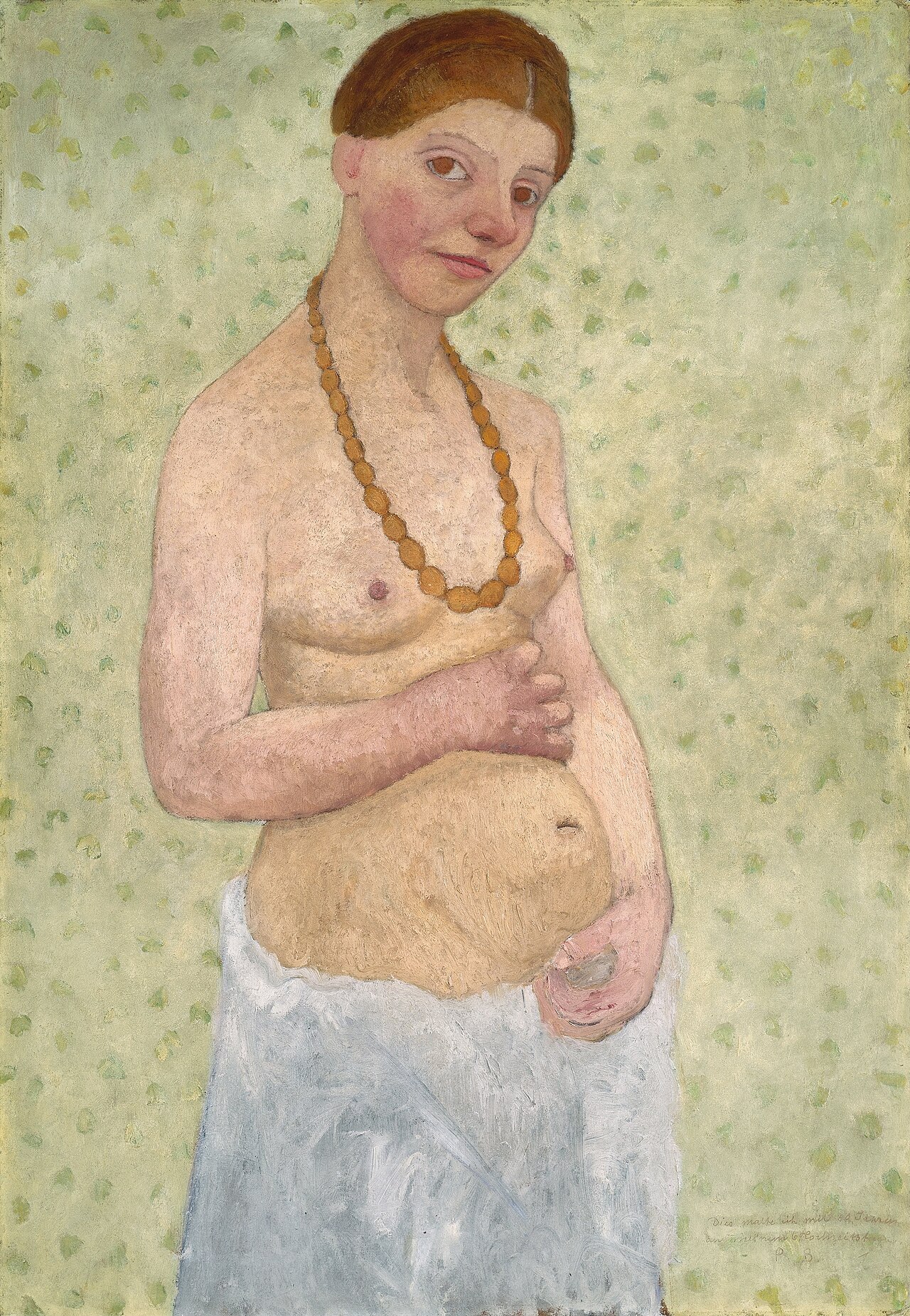 Selfportrait at 6th wedding anniversary by Paula Modersohn-Becker