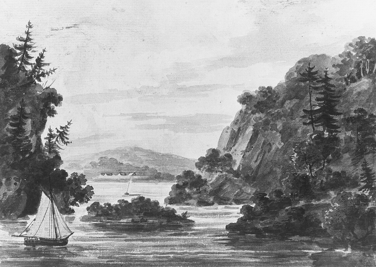 View on the Hudson River (Copy after Engraving by Weld and S. Springsguth in Weld, Travels Through the States of North America, 1807) by Pavel Svinyin