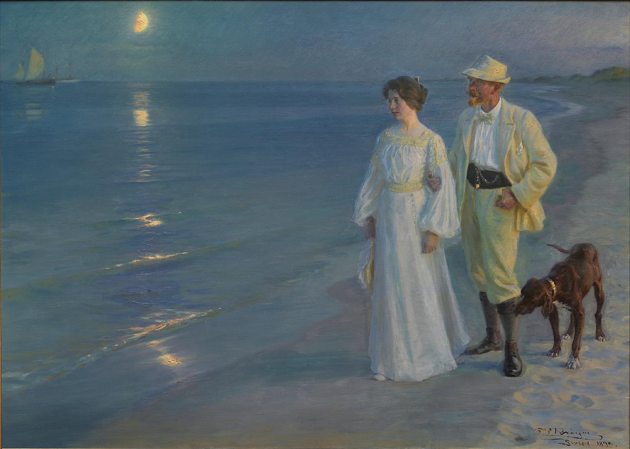 Summer Evening at Skagen Beach – The Artist and his Wife by Peder Severin Krøyer