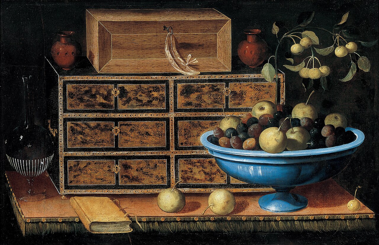Writing Desk with a small Chest and a Fruit Bowl by Pedro de Camprobin