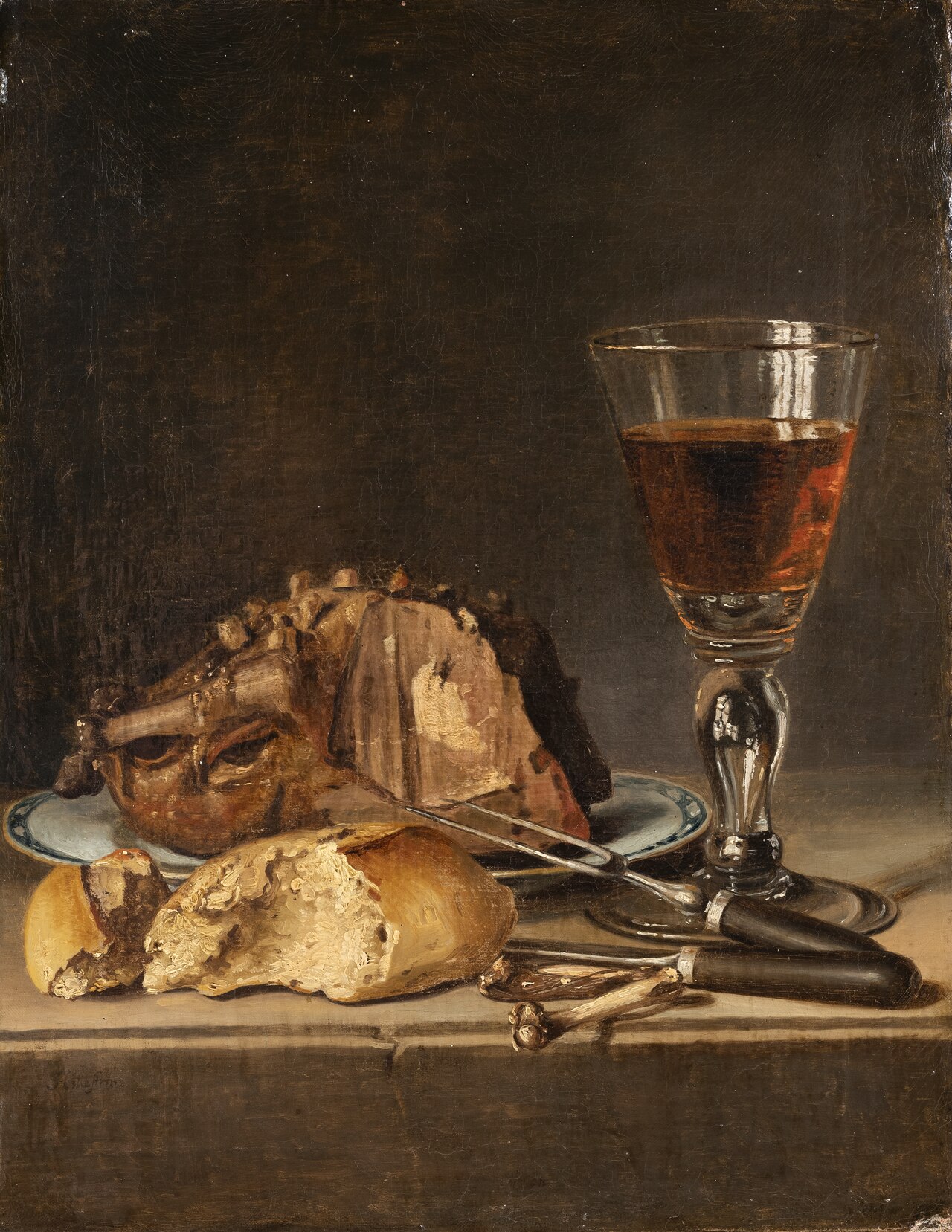 Still Life with Roast Fowl and Wineglass by Pehr Hilleström