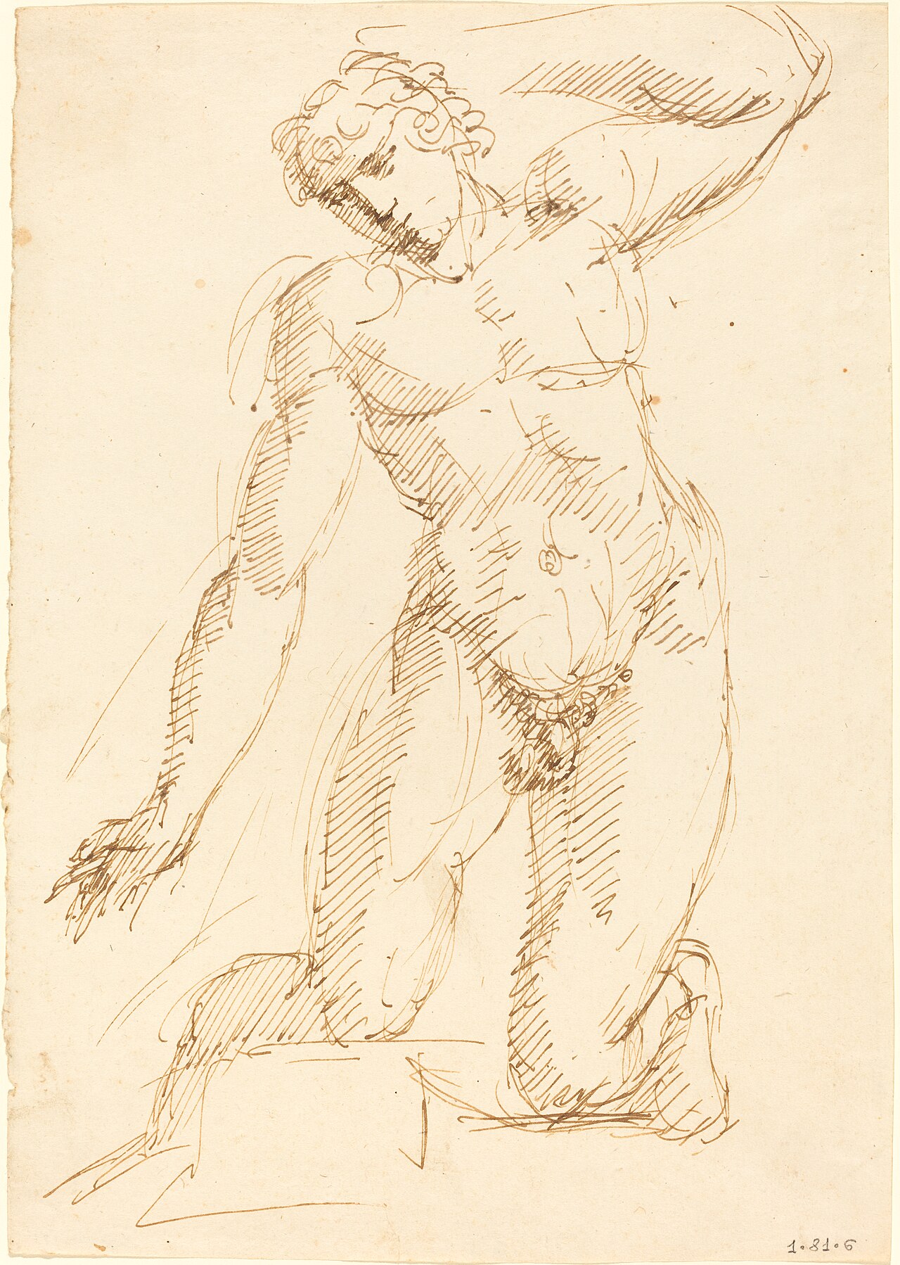 A Male Nude Kneeling by Pelagio Palagi