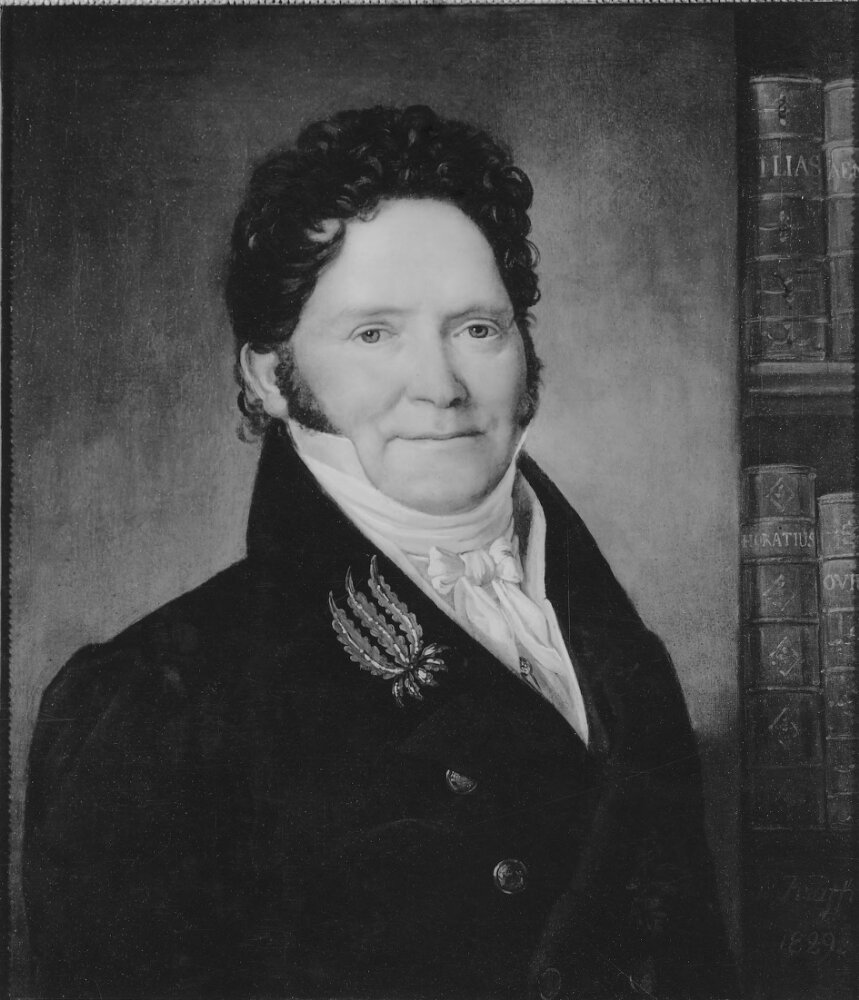 Peter Adam Wallmark (1777-1858), author, publisher, librarian, deputy assistant undersecretary, married to 1. Sophia Elisabeth Isoz, 2. Hedvig Elisabeth Wallgren by Per Krafft the Younger