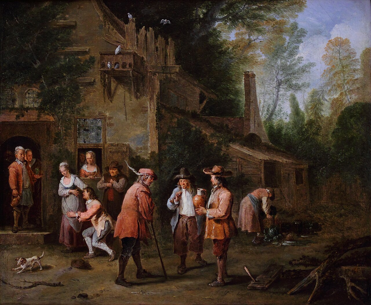Scene in the courtyard of an inn by Peter Angellis