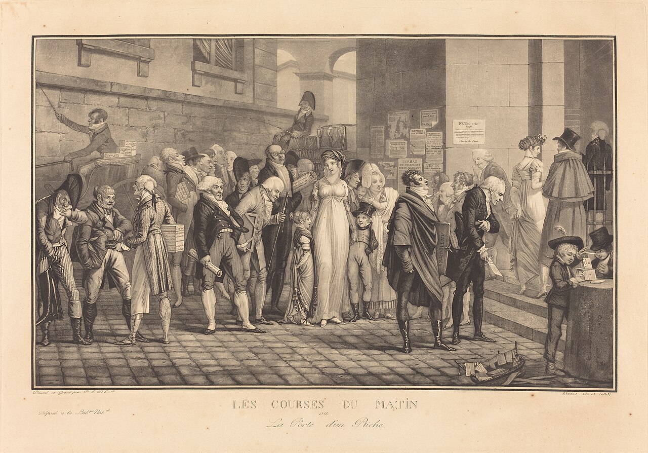 Les Courses du Matin, ou la Porte d'un Riche by Philibert-Louis Debucourt