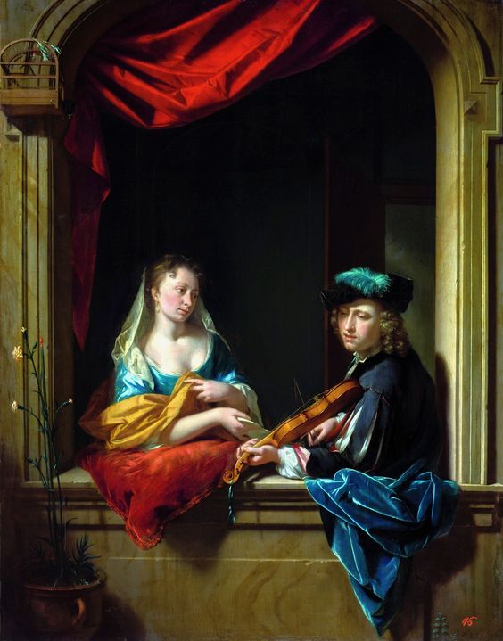 Violinist and a lady. by Philip van Dijk