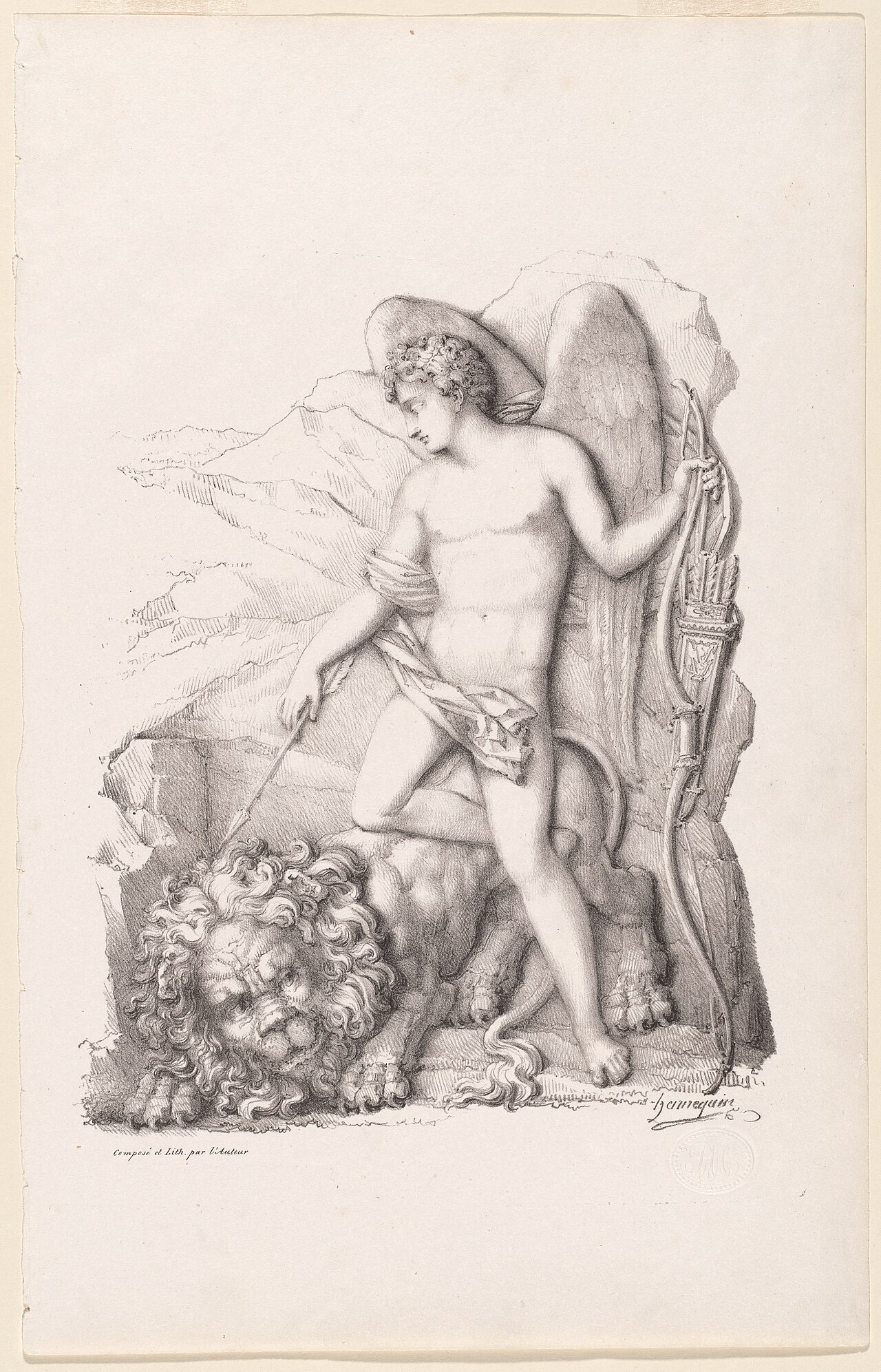 L’Amour terrassant un lion (Personification of Love Vanquishing a Lion) by Philippe-Auguste Hennequin