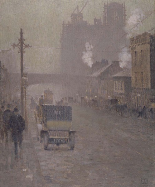 Oxford Road, Manchester in 1910. by Pierre Adolphe Valette