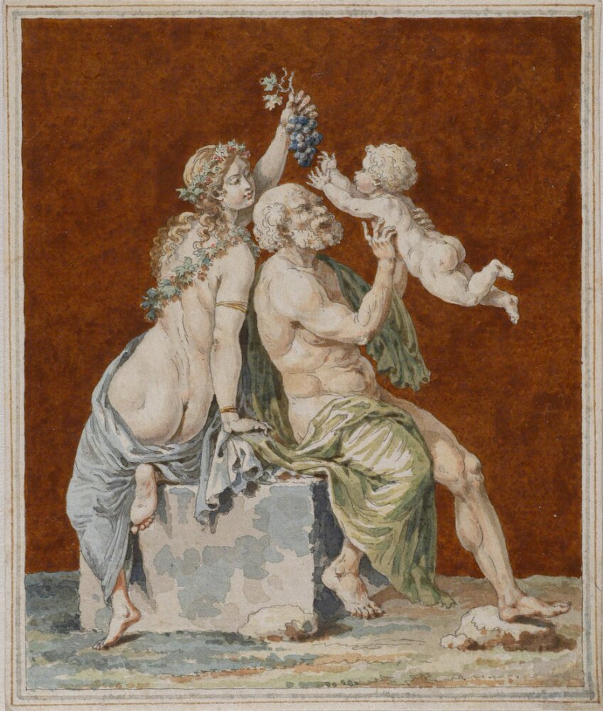 Antik fresk från Herculaneum. Silenius och Bacchusbarnet by Pierre-Adrien Pâris