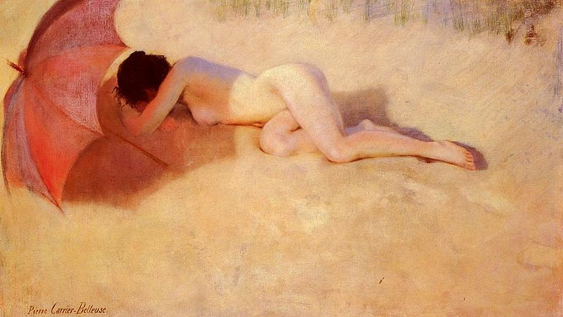 Nu sous un parasol by Pierre Carrier-Belleuse