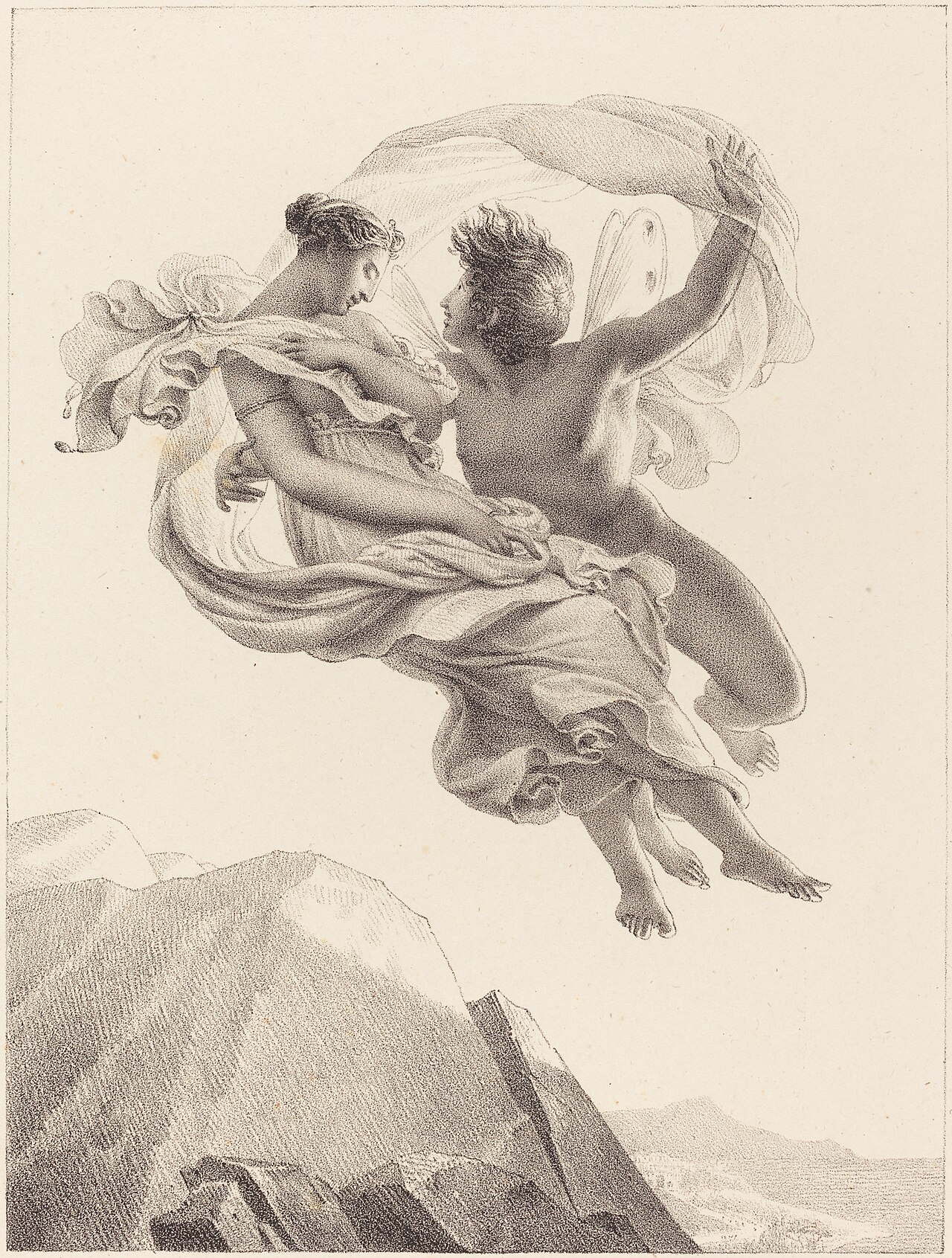 Zephyr and Psyche by Pierre Claude François Delorme