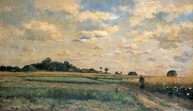 Rural Landscape with Figures in the Foreground by Pierre Emmanuel Damoye