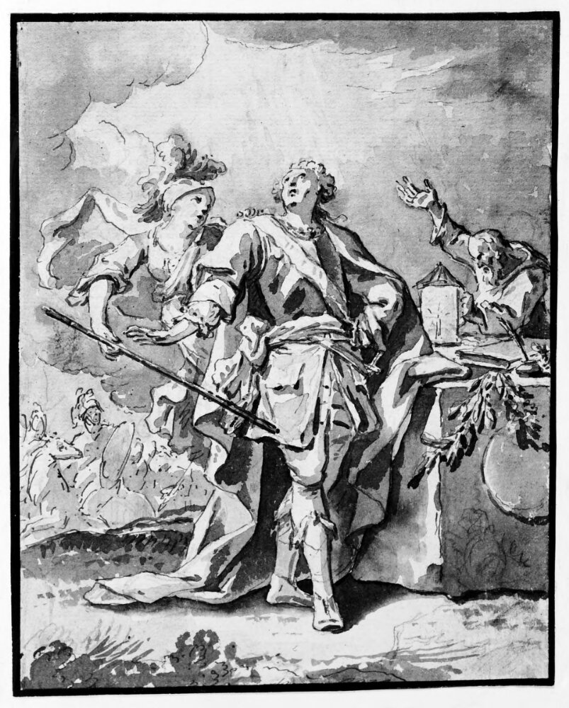 Fältherre omgiven av Minerva och filosofen Diogenes by Pierre Hubert L'Archevêque