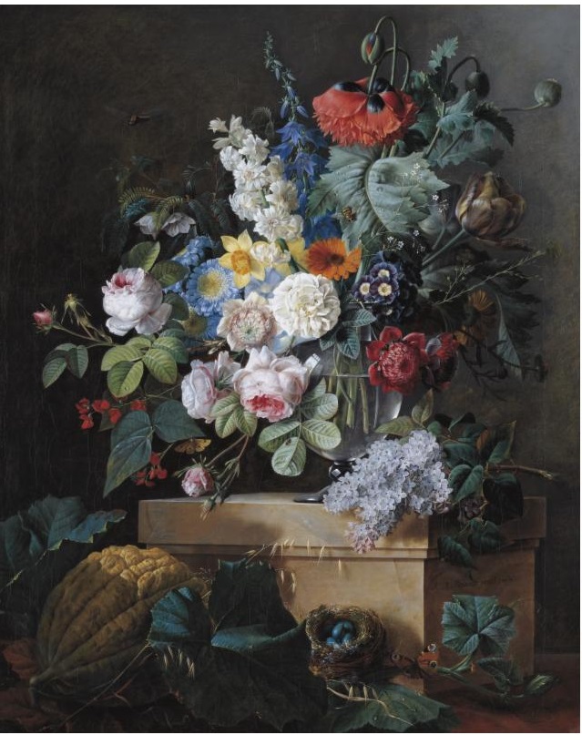 Flowers in a Glass Vase by Pierre-Joseph Redouté