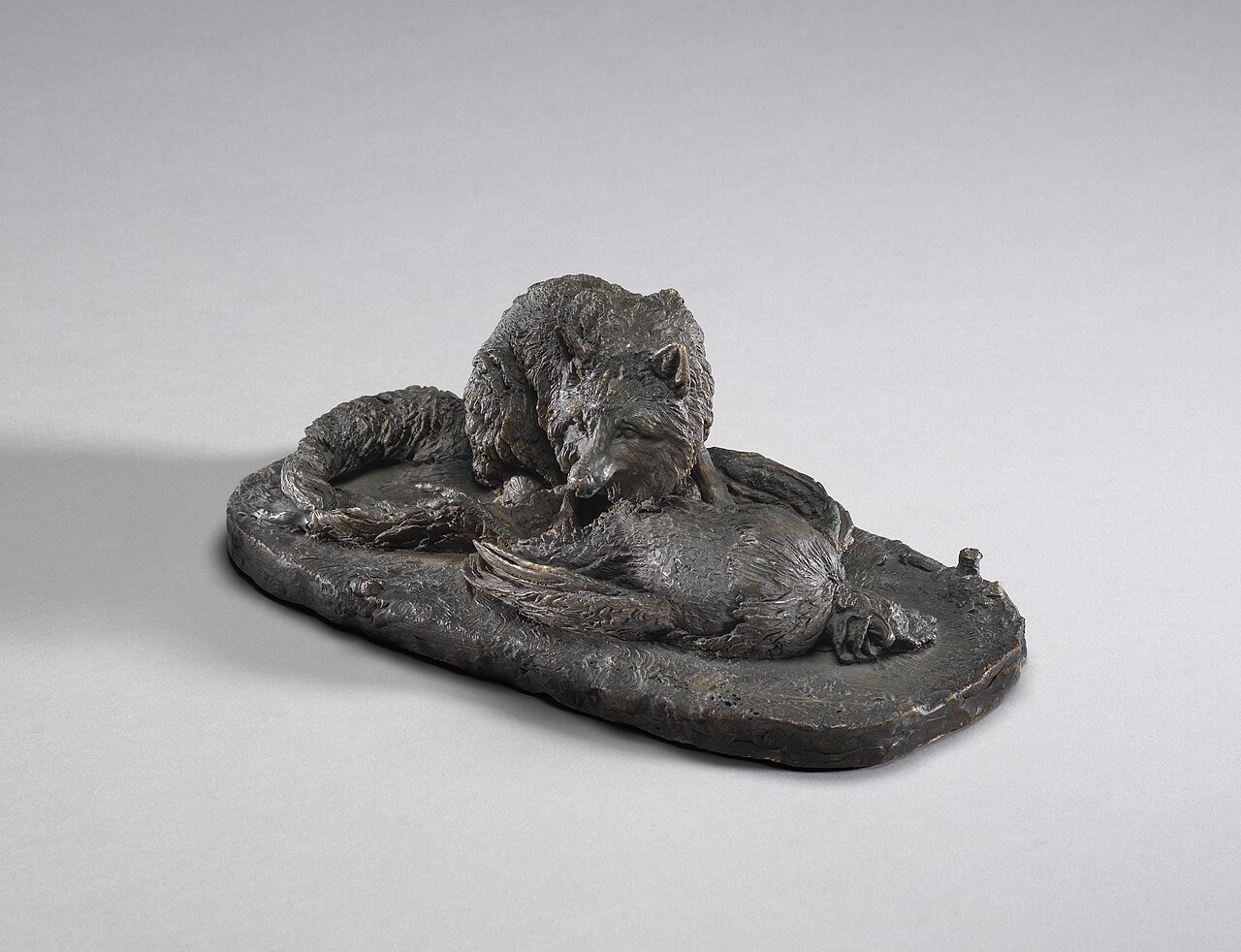 A Fox Holding a Dead Rooster by Pierre-Jules Mêne