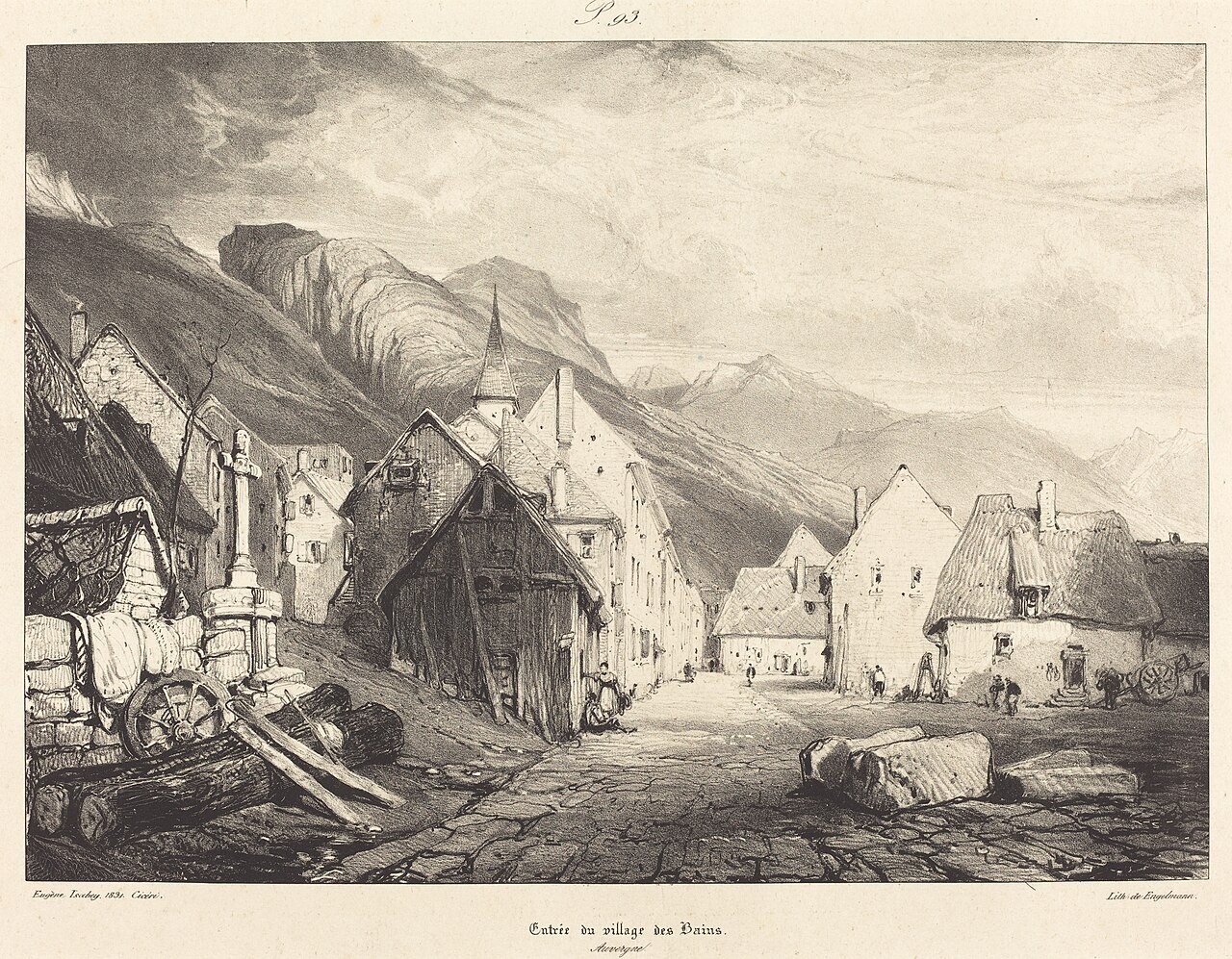 Entrée du village des Bains by Pierre-Luc-Charles Ciceri