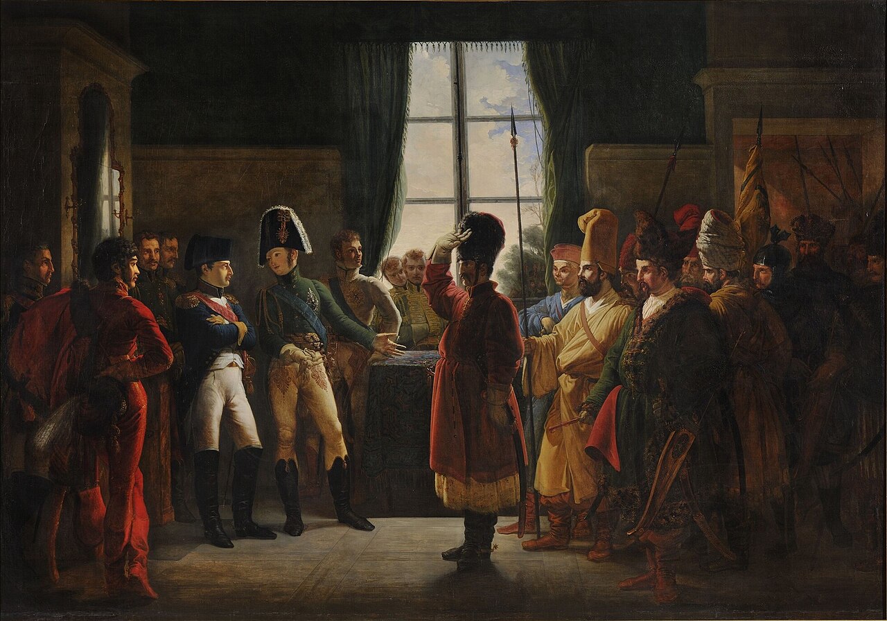 Alexander I presents to Napoleon I the Kalmyks, Cossacks and Baskirs of the Russian army, July 9, 1807 by Pierre-Nolasque Bergeret