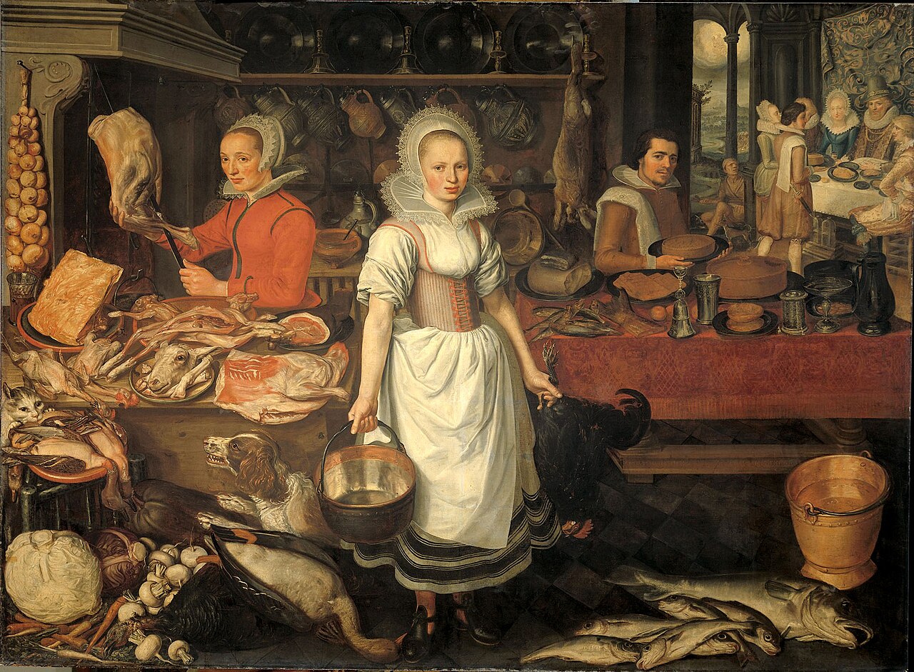 Kitchen Scene with the Parable of the Rich Man and Poor Lazarus by Pieter Cornelisz van Rijck