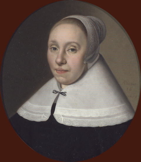 Portrait of Anna Ghijs (1615-1669), wife of Jan Hubrecht by Pieter Cornelisz van Slingelandt