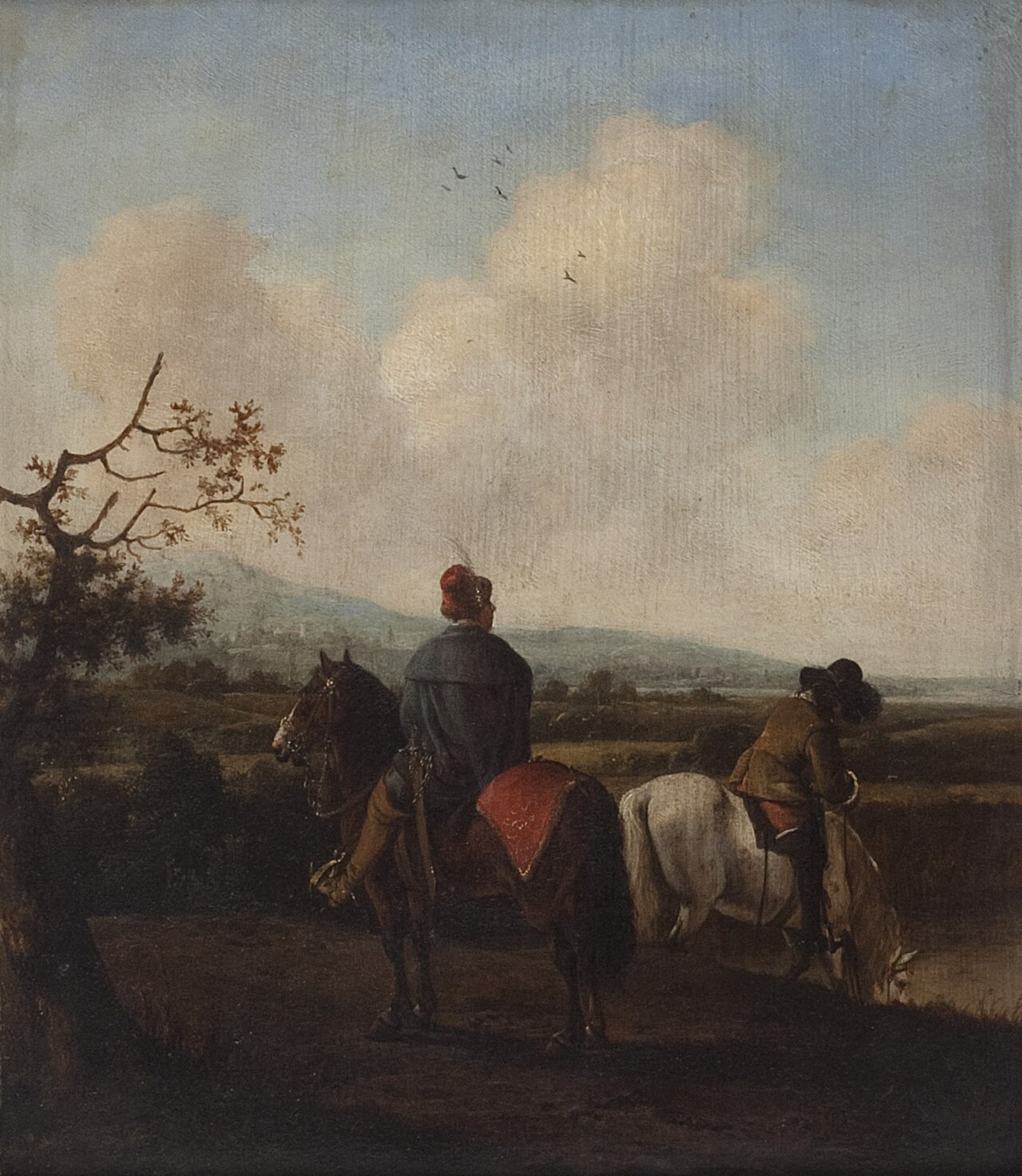 Landscape with two men on horseback by Pieter Cornelisz Verbeeck