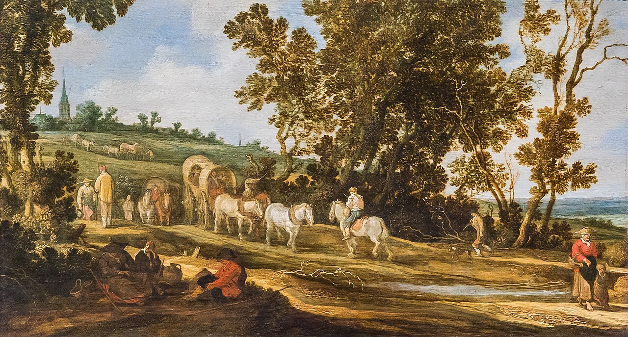 Landscape with wagons by Pieter de Molijn