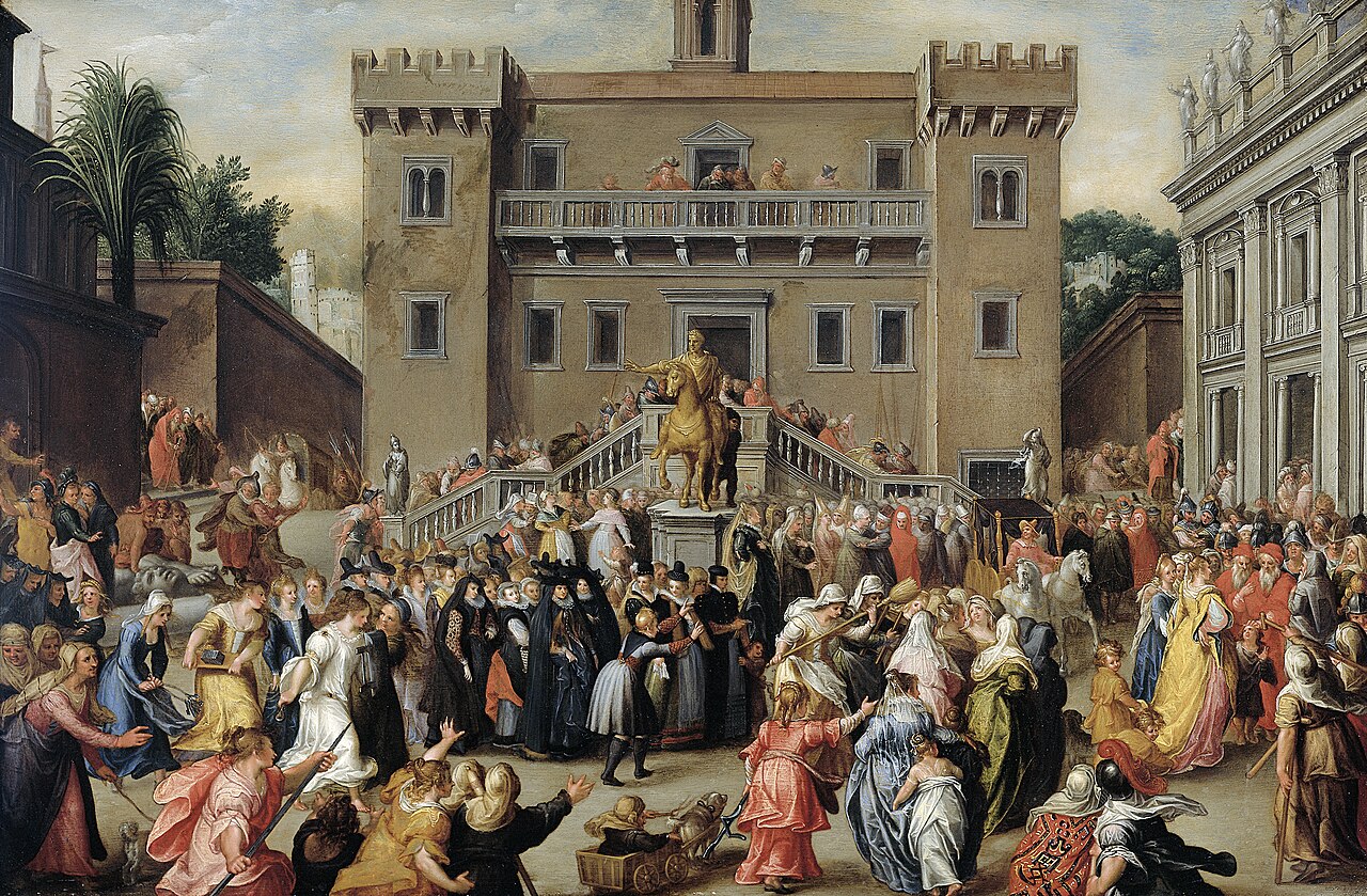 The Women of Rome Gathering at the Capitol by Pieter Isaacsz