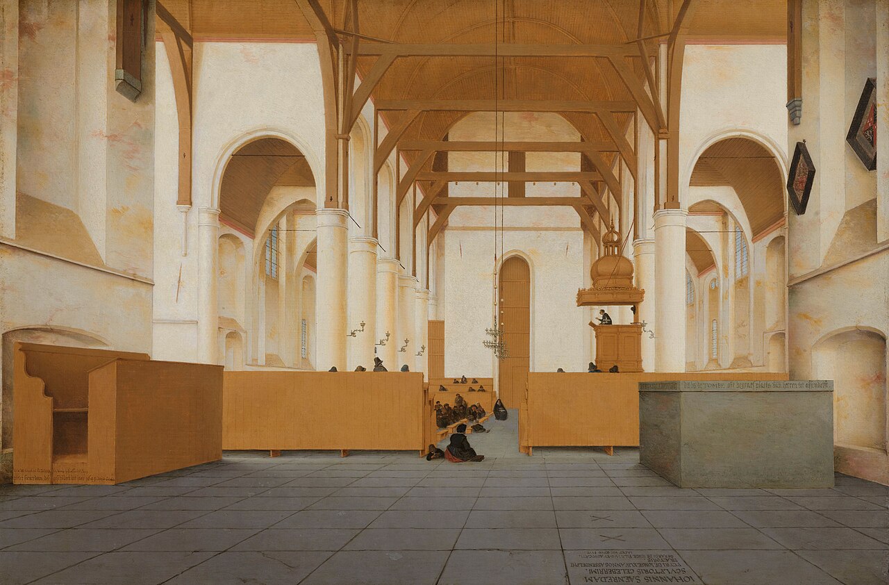 Interior of the Sint-Odulphuskerk in Assendelft by Pieter Jansz. Saenredam