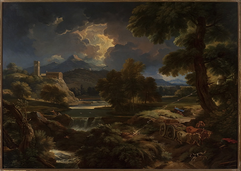 Landscape with a storm (detail). by Pieter Mulier