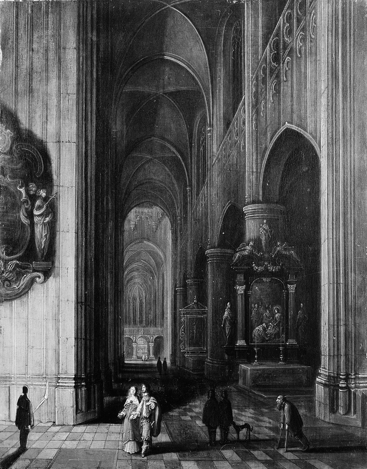 Interior of a Gothic Church at Night by Pieter Neefs the Younger