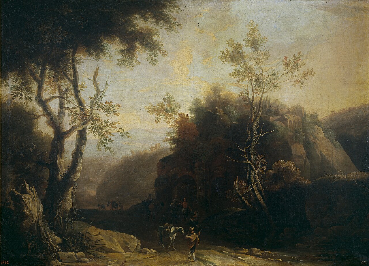Landscape with tavern and Roman aqueduct by Pieter Spierinckx