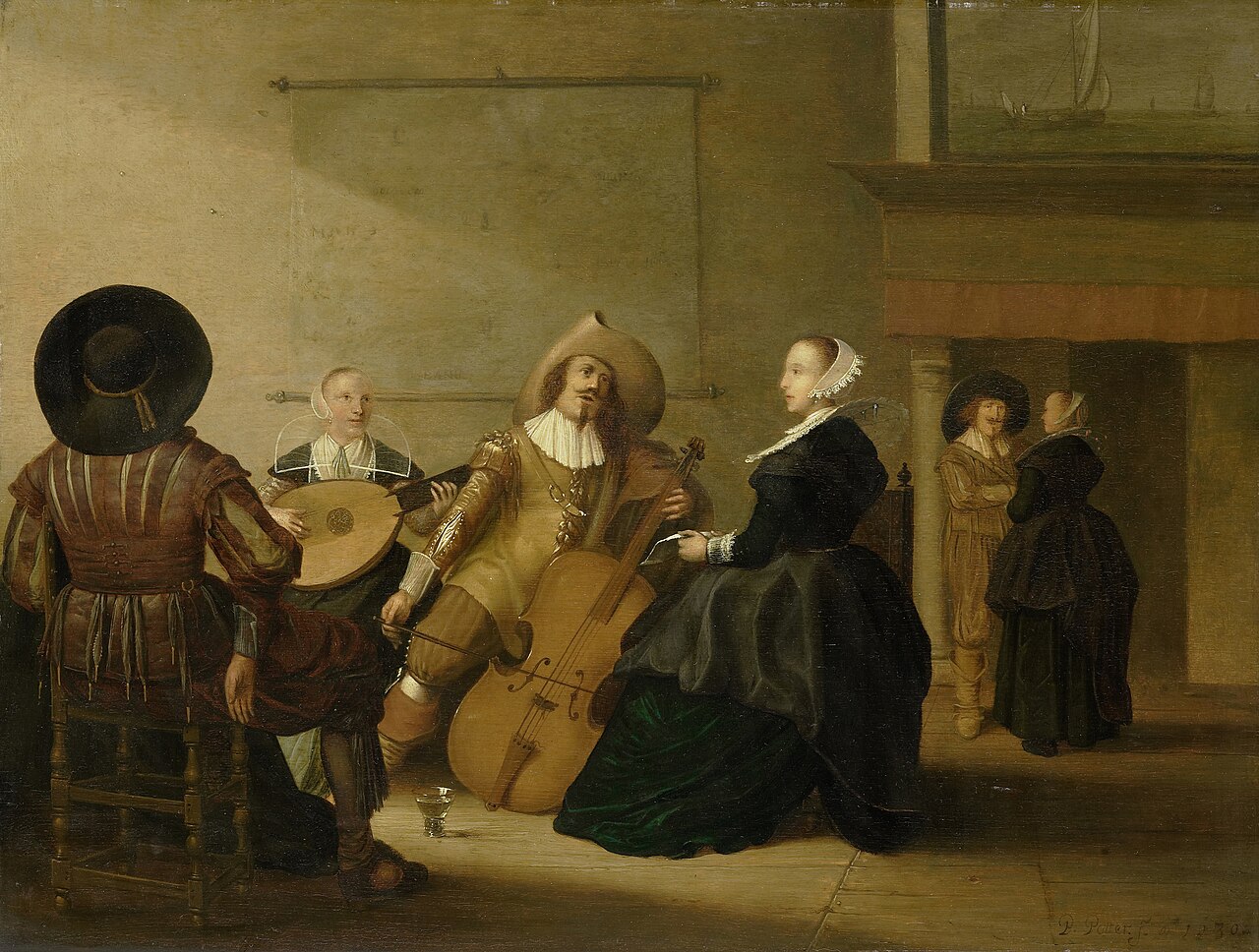 A musical company in an interior by Pieter Symonsz Potter