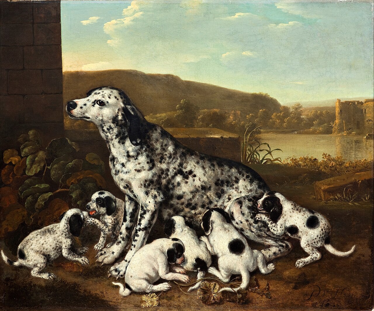 Dalmatian dog with puppies by Pieter van der Hulst (IV)