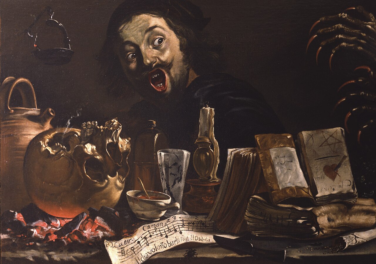 Self Portrait with a Magic Scene by Pieter van Laer