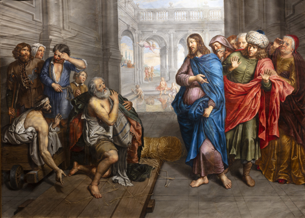 Christ healing the lame at the pool of Bethesda by Pieter van Lint