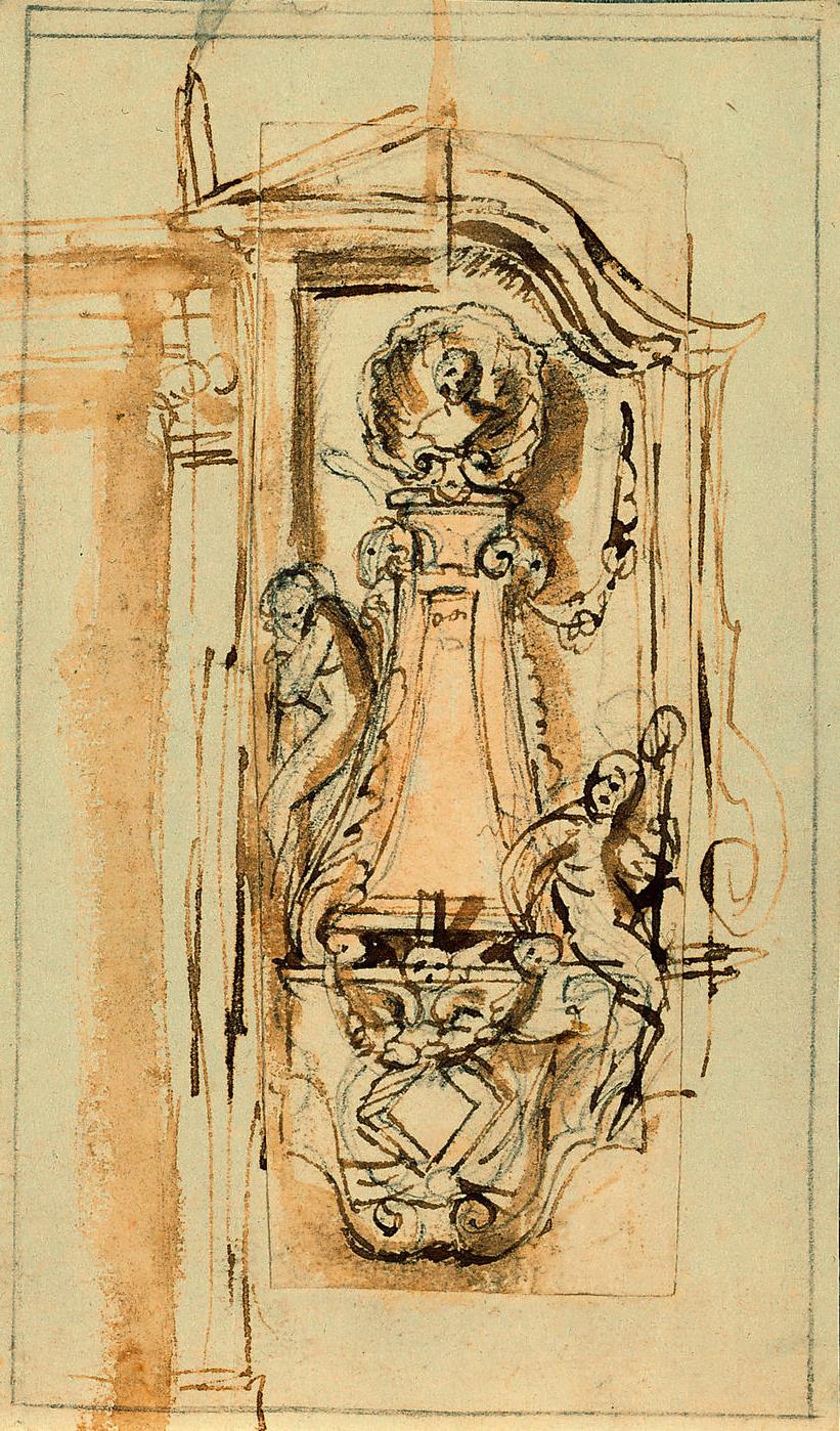 Preliminary sketch for a tomb in a niche by Pieter Verbrugghen the Elder