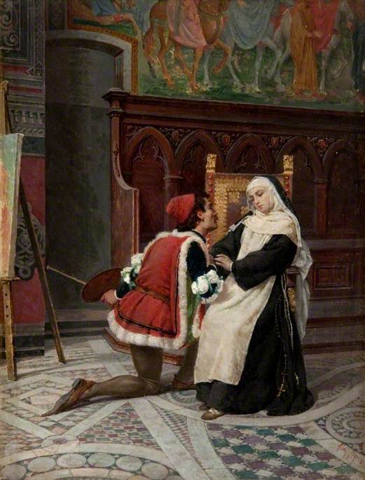 Filippo Lippi Paying Court to Lucrezia Buti (A Painter and his Model: Artist and Sitter) by Pietro Aldi