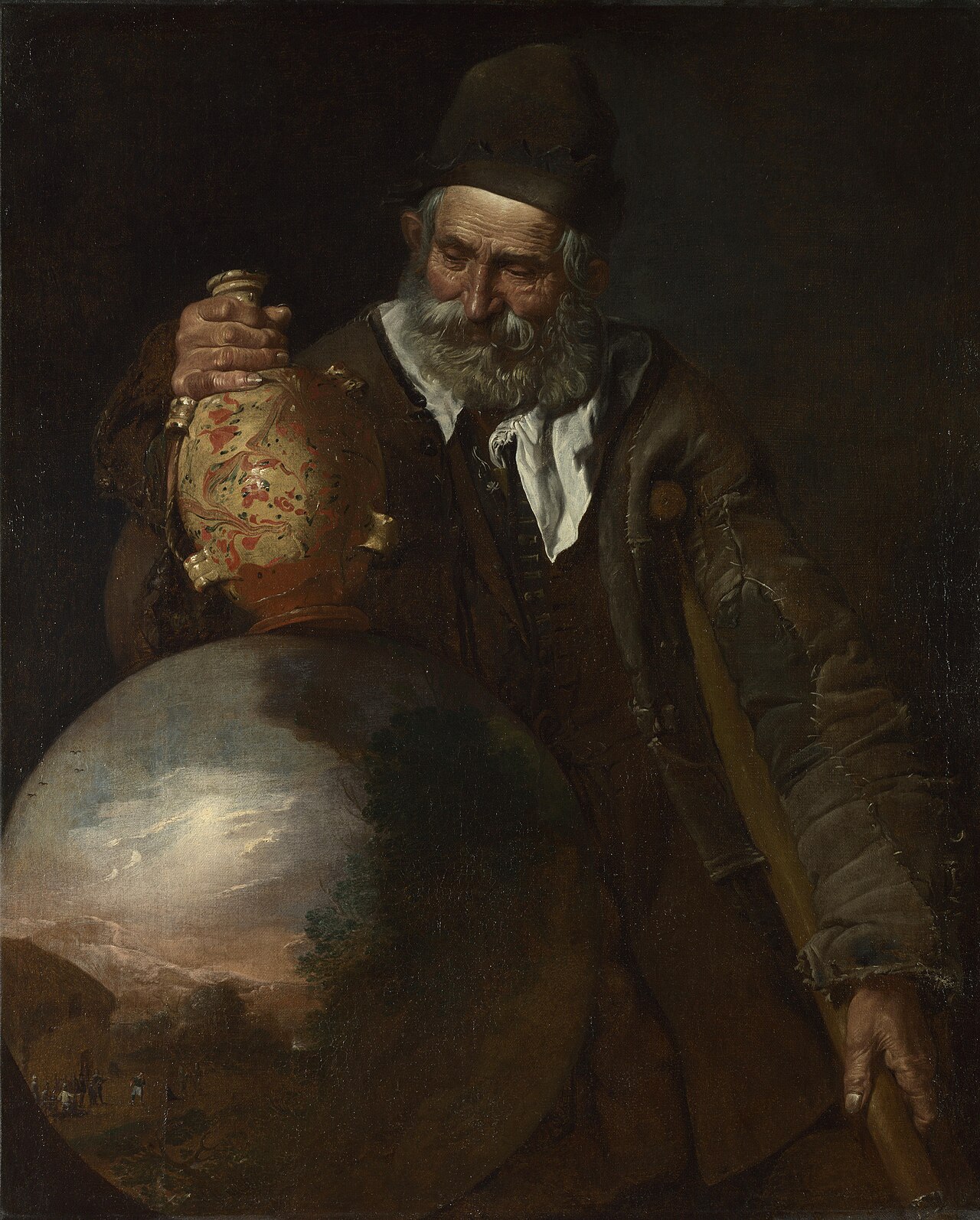 An Old Man holding a Pilgrim-Bottle by Pietro Bellotti
