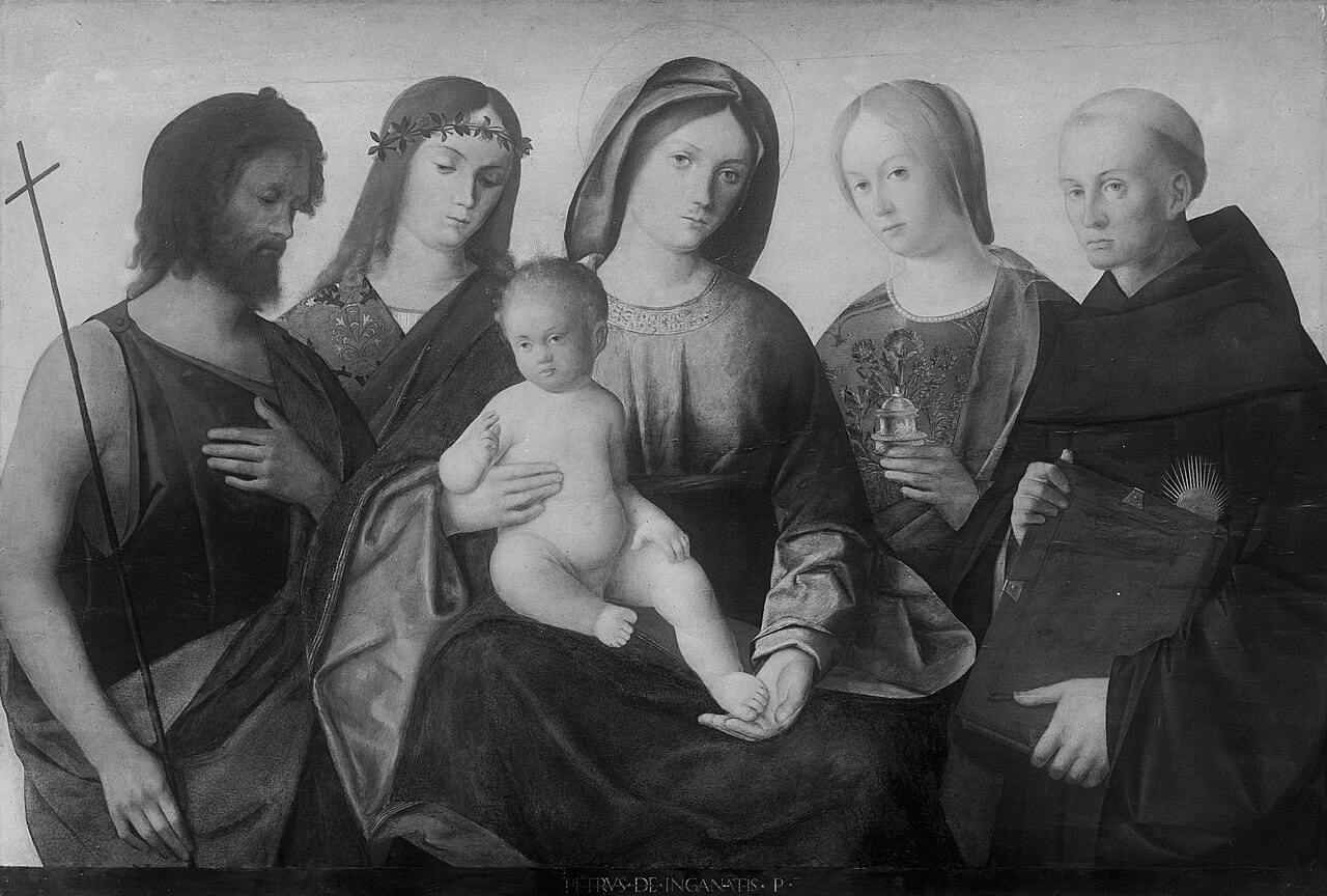 Mary with the child and four saints by Pietro degli Ingannati