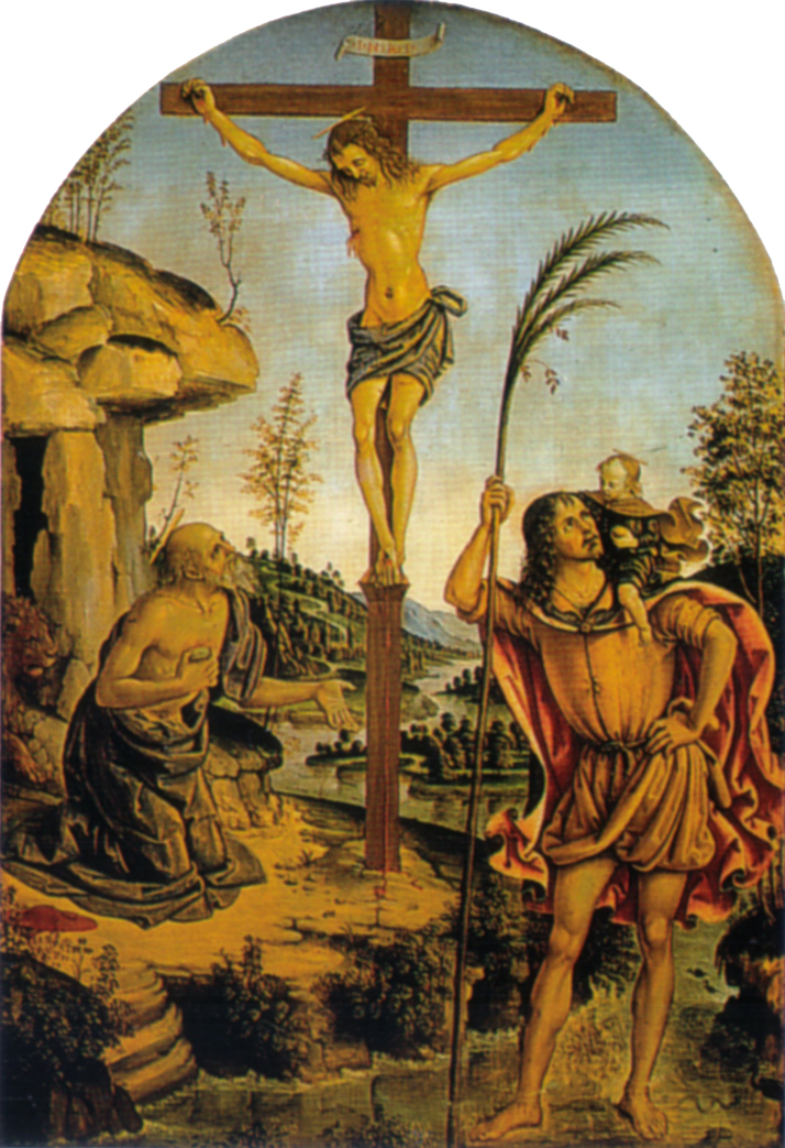 Crucifixion Between Saints Jerome and Christopher by Pinturicchio