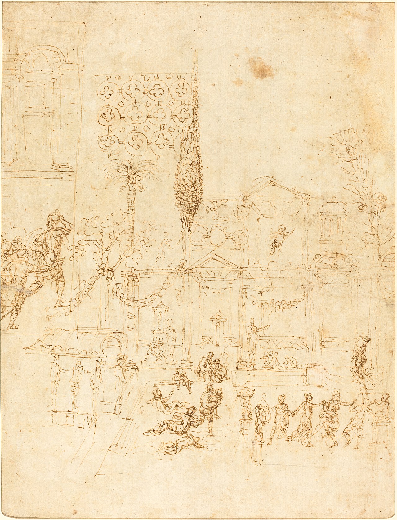 A Party in a Roman Villa [recto] by Pirro Ligorio