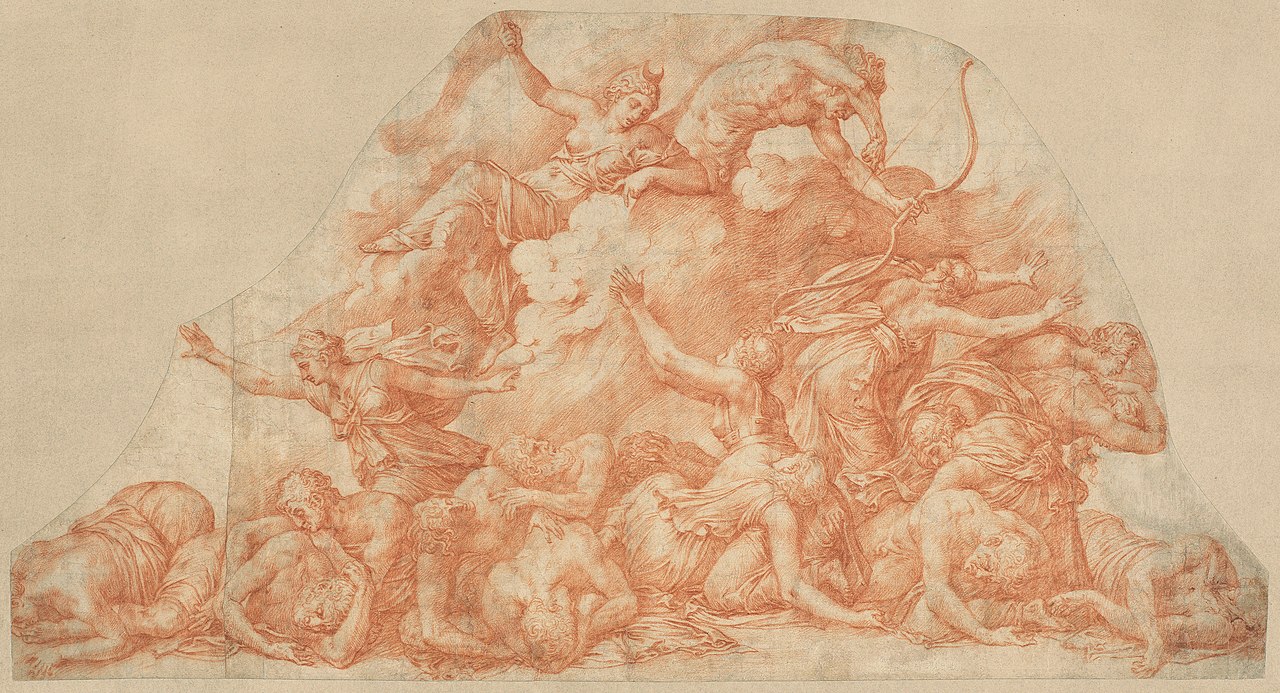Diana and Apollo Slaughtering  the Children of Niobe by Pirro Ligorio