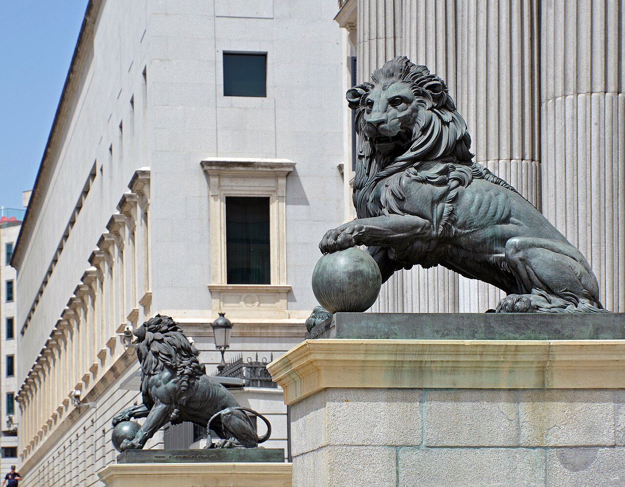 Statues of lions at the Congress of Deputies of Spain by Ponciano Ponzano