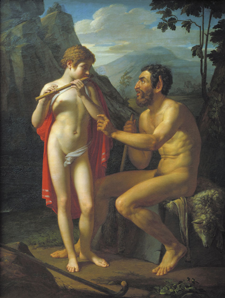 Faun Marsyas teaching Olympus playing the flute by Pyotr Basin