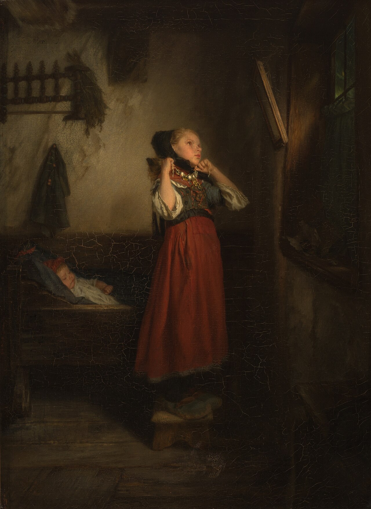 A Peasant Girl in front of a Mirror by Quido Mánes