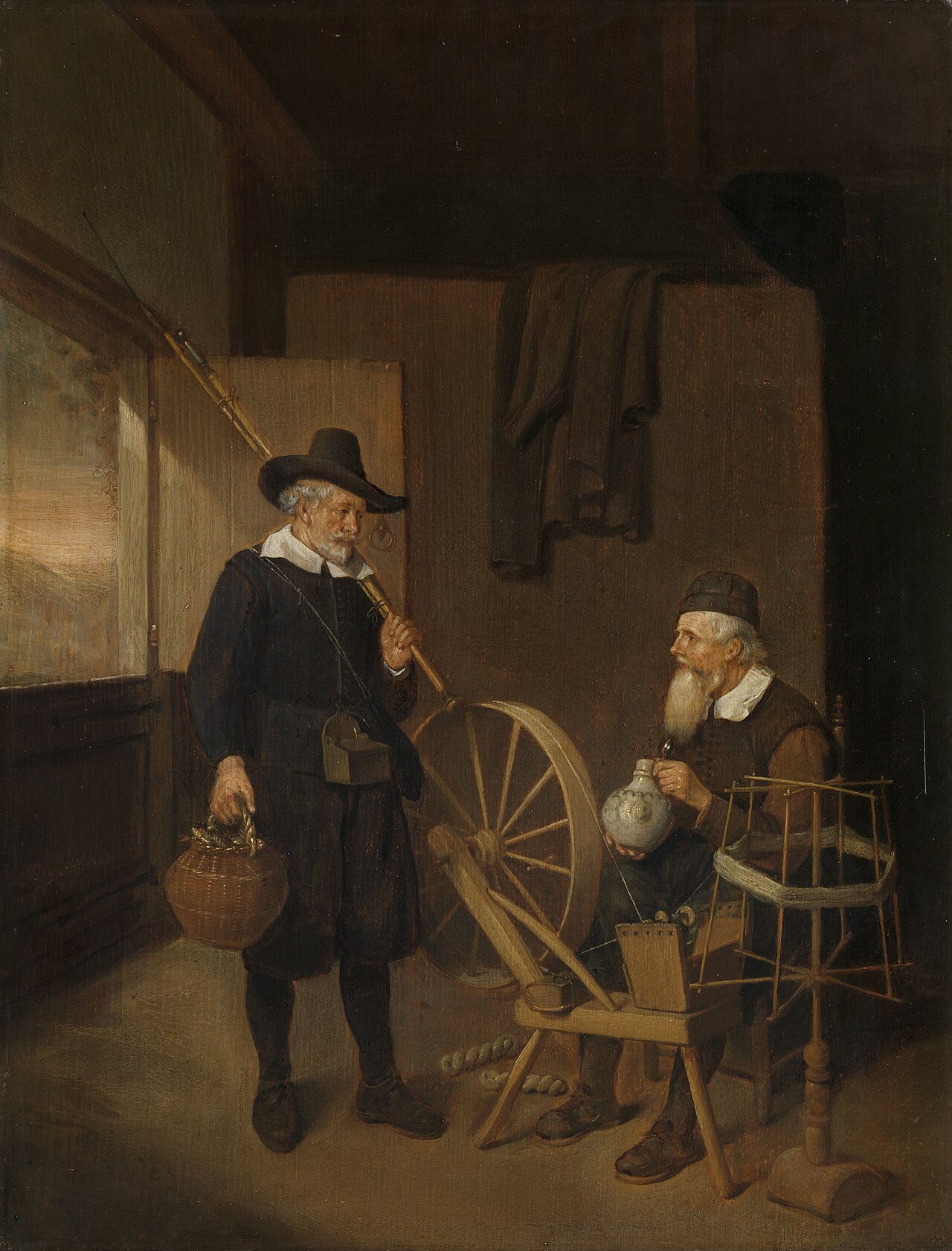 Interior with Fisherman and Man beside a Bobbin and Spool by Quirijn van Brekelenkam