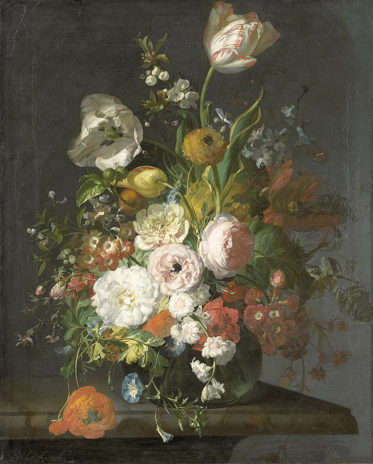 Still Life with Flowers in a Glass Vase by Rachel Ruysch