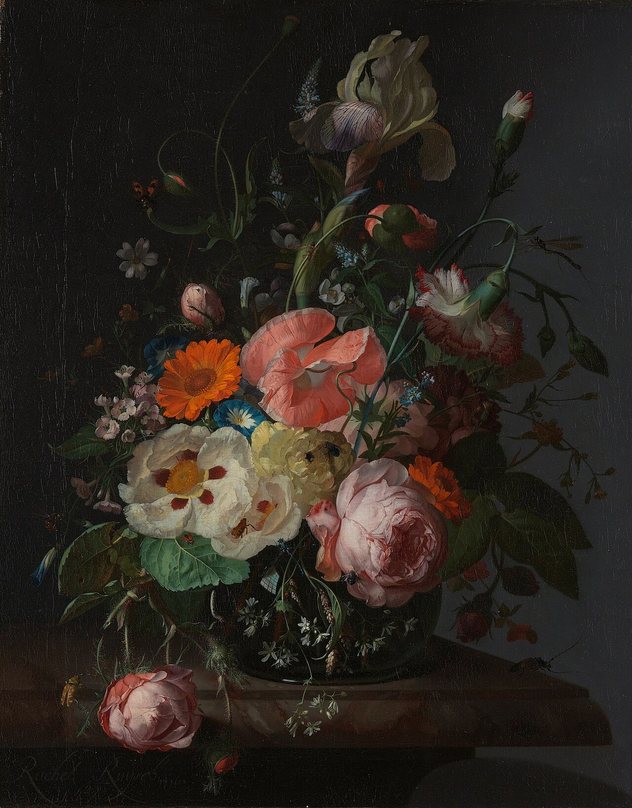 Still Life with Flowers on a Marble Slab by Rachel Ruysch