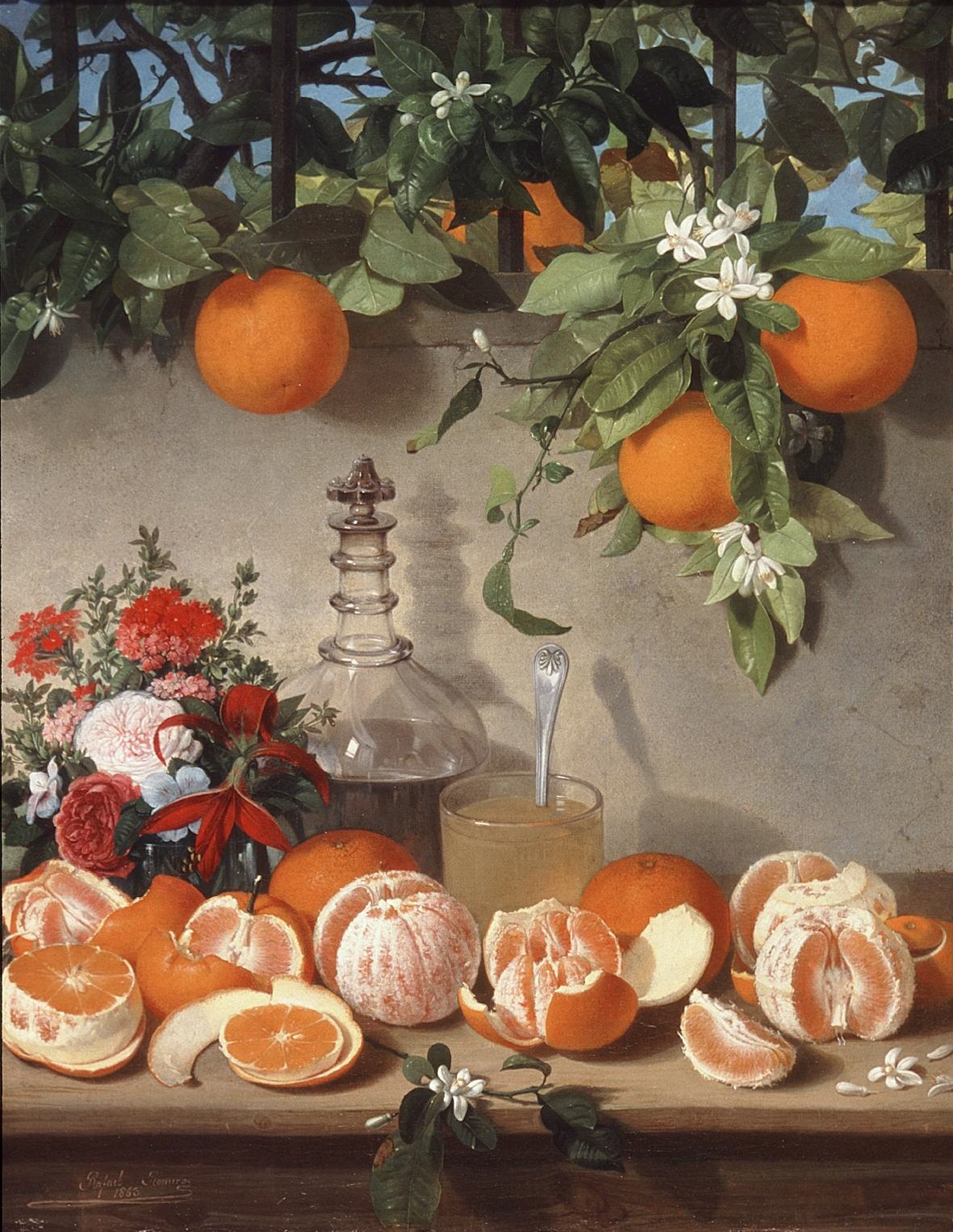 Still life with oranges by Rafael Romero Barros
