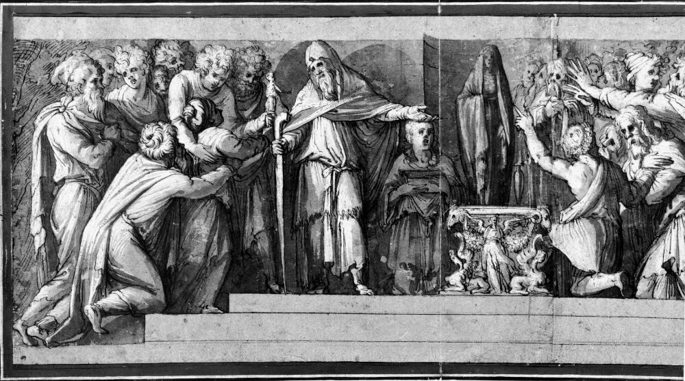 The killing of the Niobids: Sacrifice by Raffaellino da Reggio